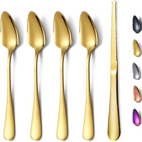 Grapefruit Löffel Gold Edelstahl 5er Set Messer Titan 4. Gold (1/5)