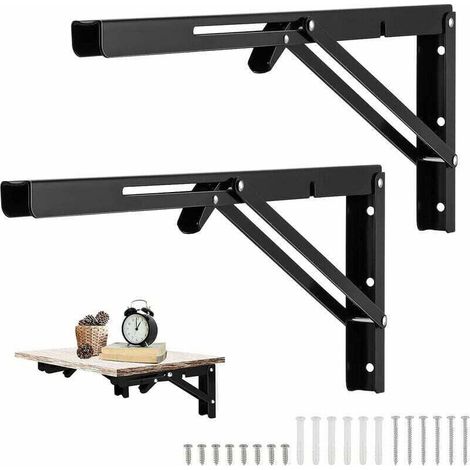 2 Pièces Equerre Rabattable Murale Noir, 500 x170mm Support Console Pliable Equerre, Équerre Pliante Charge Lourde, Supports Équerre Étagère Pliante Pour Garage établi