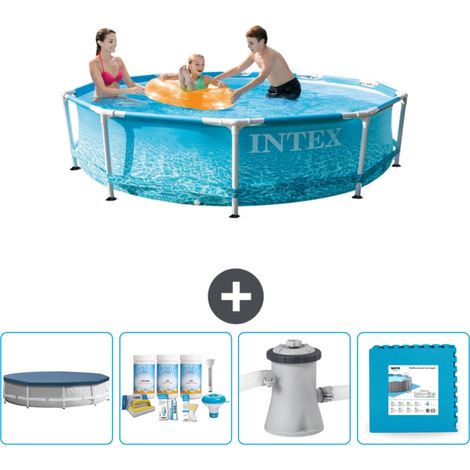 Intex-Schwimmbecken mit rundem Rahmen – 305 x 76 cm – Wasserdruck – im Lieferumfang enthalten Accessoire CB2