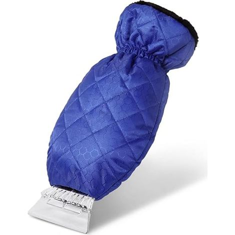Raclette à Glace avec Gant Imperméable pour Pare-Brise de Voiture, Outil de Pelle à Neige Chaud et Confortable, Accessoires de Voiture pour Glace et Neige (Bleu) (1/4)