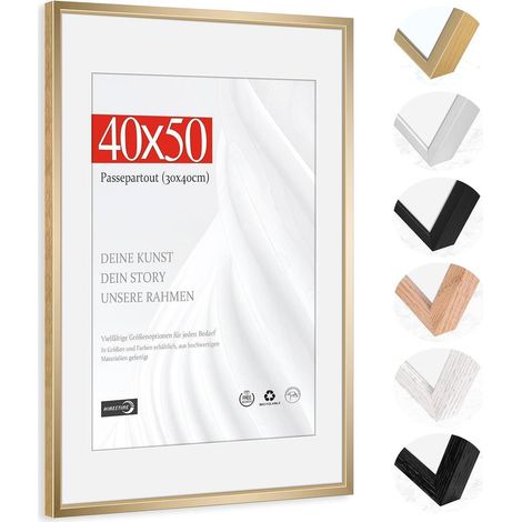 Bilderrahmen Passepartout 30x40cm Alu Champagner Gold 40x50cm 1x (1/5)