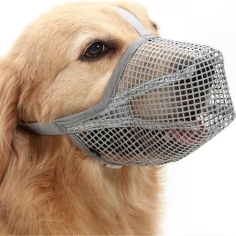 Muselière chien en maille souple réglable, anti-morsure et anti-léchage, maintien sûr avec sangles confortables, protection contre appâts toxiques (1/5)