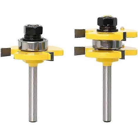 Jeu de 2 fraises à tenon à 3 dents, diamètre de queue 14 pouces, compatibles avec le fraisage du bois. (1/5)