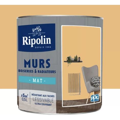 Peinture Murs, Boiseries, Radiateurs RIPOLIN Mat Ocre Guadeloupe 0,5 L (1/3)