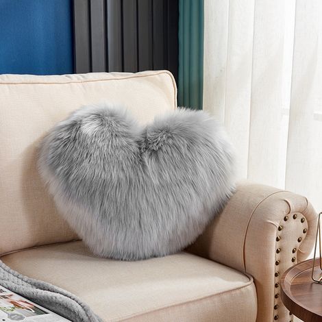 Coussin En Forme De Cœur - Rembourrage En Coton PP - Tissu Velours Long Et Polyester - Pour Canapé Chambre Décoration Intérieure - 45x40 Cm - 1 Pièce (1/5)