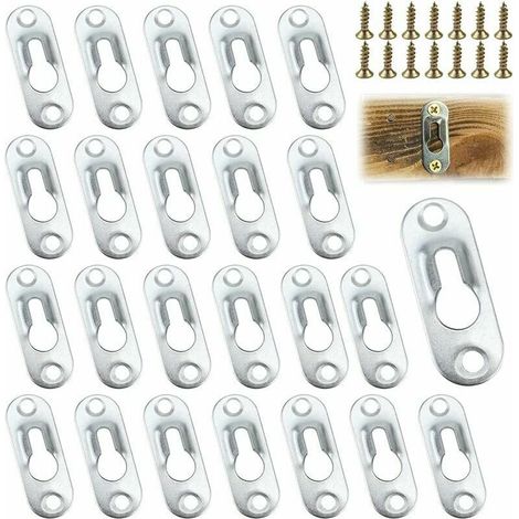 Metal keyhole hangers – Pack of 45 – Dimensions 43 x 16 mm – For picture frames and mirrors – Sturdy wall fixings (1/5)