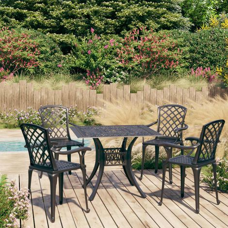 5 Piece Bistro Set Cast Aluminium Black vidaXL (1/5)