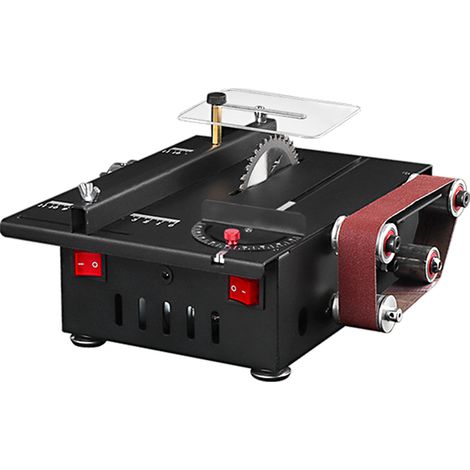 Scie d'établi 200 W et ponceuse à bande avec tige d'extension, kit de perçage de sculpture, scie circulaire à vitesse variable, profondeur de coupe de 30 mm avec 10 bandes abrasives (1/5)