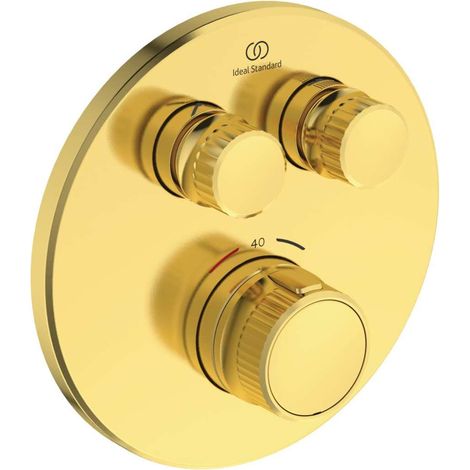 Ideal Standard CeraTherm Navigo - Miscelatore doccia termostatico ad incasso per 2 utenze, Brushed Gold A7296A2 (1/3)