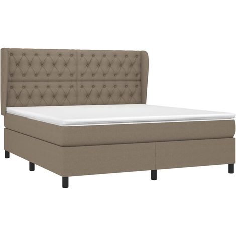 vidaXL Sommier à lattes de lit avec matelas Taupe 160x200 cm Tissu (1/5)