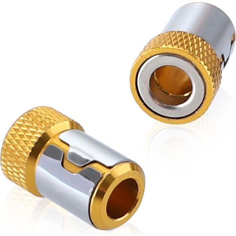Bague magnétique pour vis, tige de 6,35 mm, magnétiseur pour embout de tournevis, acier allié amovible, jeu de tournevis doré (2 pièces)