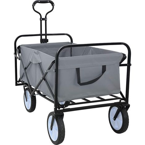 vidaXL  Folding Hand Trolley  Manual Grey 94 x 53 x 99 cm Oxford Cloth