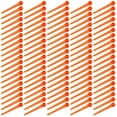 Lot de 100 lames de coupe compatibles avec les tondeuses à gazon Gardena en ABS, pièces de rechange, référence 05368-20 (1/4)