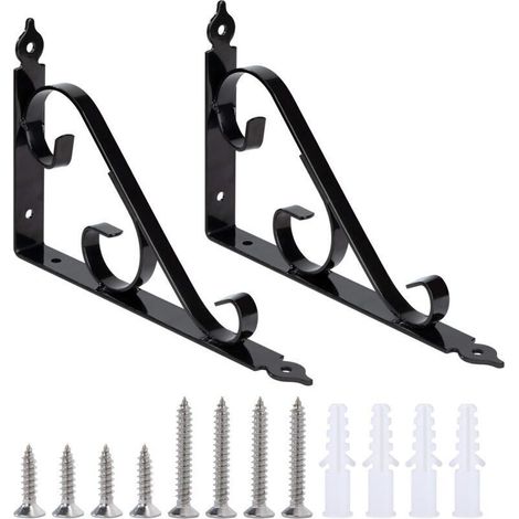 Wandregalhalterung aus Metall, 90-Grad-Dreieckwinkel, multifunktionale Regalhalterung mit Schrauben für Garten, Badezimmer, Küche, 250 mm x 164 mm, 1 Paar (Schwarz) (1/5)