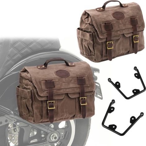 Seitenkoffer-Set - Honda Rebel 500 CMX (2017–2022) - Robustes Canvas - Wasserdichte Innentaschen 12L - Schraubbefestigung
