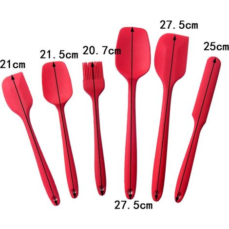6 PCS SILICONE SPATULA SPATULS, Ustensiles pour la cuisson, le mélange et les ustensiles de cuisine antiadhésifs, sans BPA (rouge) (1/4)