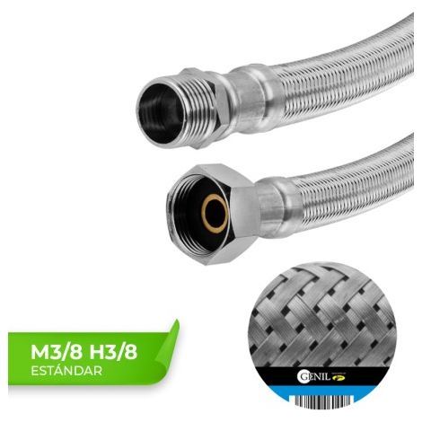 Tuyaux en acier inoxydable standard M3/8 H3/8 de 10 cm, lot de 10 unités (1/4)