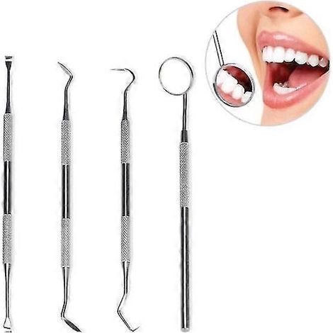 Trousse d'outils d'hygiène dentaire - Ensemble de 4 pièces en acier inoxydable (1/5)