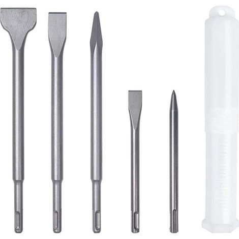 Chisels, 5 Pcs Chisels Set with 2 Pointed Chisels and 3 Flat Chisels, Tile Chisel Large Chisel Drilling Tool for Concrete Tile Building Block