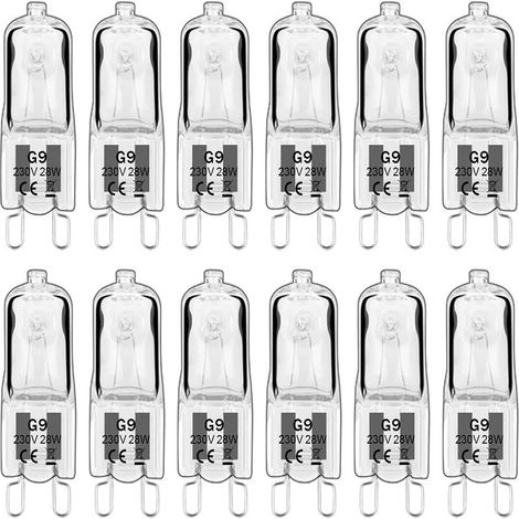Ampoules halogènes G9, 28 watts, 230 volts, paquet de 10. (1/4)
