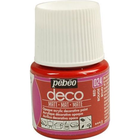 Peinture acrylique - Pébéo - P.BO Déco - Rouge mat - 45ml - Finition mate (1/4)