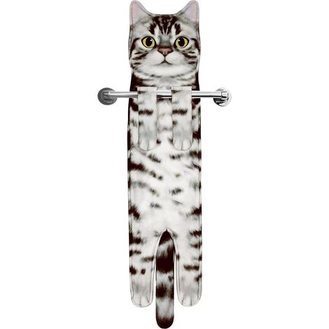 Serviettes à main en forme de chat amusant pour salle de bain, cuisine (1/5)