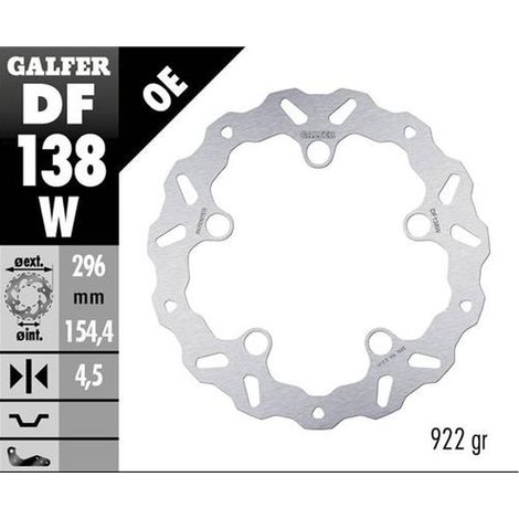Disco de freno delantero Galfer para Honda CB 125R '18- CB 250R '18- CB 300R '18 CB 500F/X '22- CBR 500R '22- CB 750 Hornet '22- (Ondulado fijo) (296x154x4,5 mm)