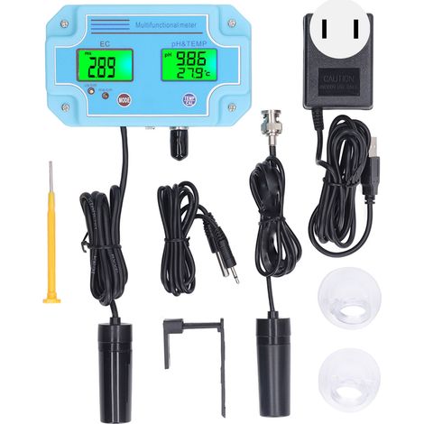 Testeur numérique LED de qualité d'eau pour aquarium - Analyseur température, PH, EC, détecteur avec prise US 100-110V (1/5)