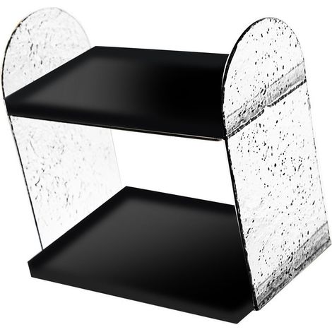 Organiseur de bureau à 2 niveaux, support de rangement double couche transparent pour fournitures de bureau et cosmétiques, noir transparent (1/5)