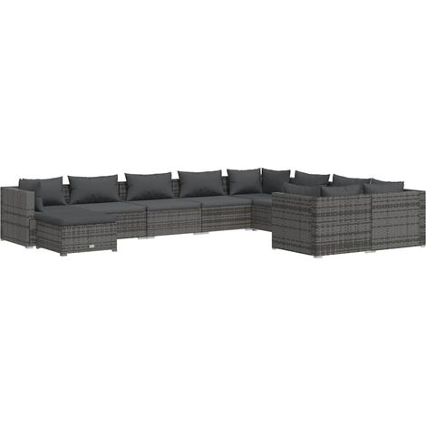Maison Exclusive - 10-tlg. Garten-Lounge-Set mit Kissen Poly Ratt (1/5)