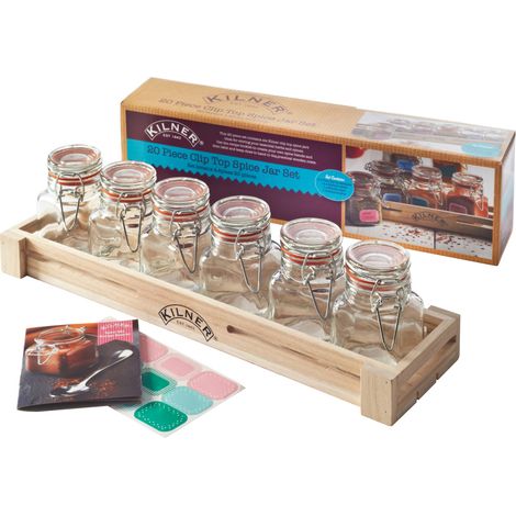 Kilner 20 Piece Spice Jar Gift Set - Spice Storage Set, Kilner Spice Rack