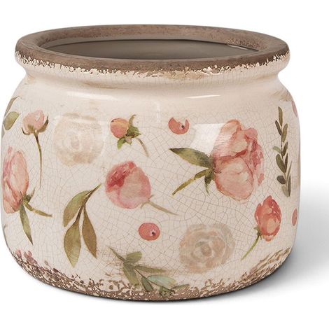 Pot de fleurs intérieur céramique beige rose 15x20x20cm (1/4)
