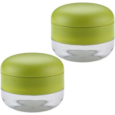 Presse-ail deux pièces, coupe-ail (avec lame en acier inoxydable), hachoir à viande et récipient de rangement - convient pour la maison et le camping - (Vert) (1/4)