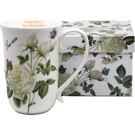 Großer Porzellanbecher (400 ml) als Geschenk in einer Box, Kollektion „Teerose“. (1/5)