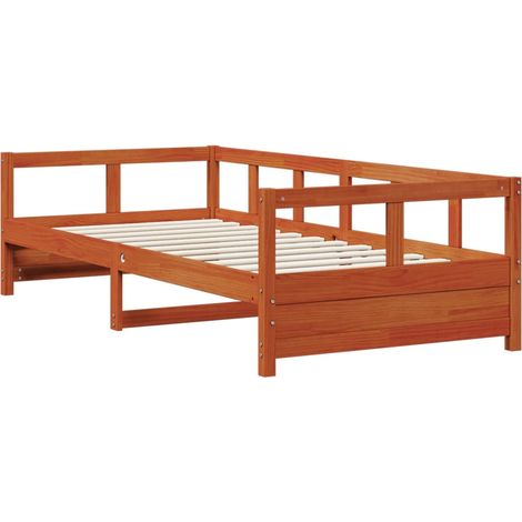 vidaXL Lit de jour sans matelas cire marron 90x200 cm bois pin massif (1/5)