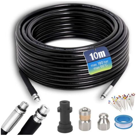 Tuyau Déboucheur Canalisation karcher 10M,180Bar 60℃, furet karcher compatible avec Adaptateurs pour Kärhcer K2, K3, K4, K5, K6, K7 Accessoire (1/5)