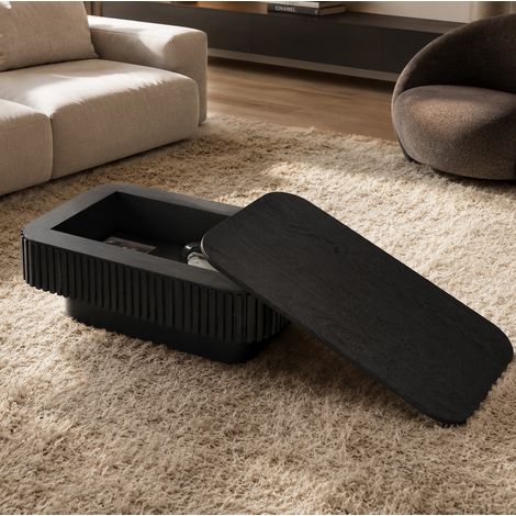 Tavolino da caffè 98 x 60 x 35 cm con contenitore integrato, nero DESVIAE (1/5)