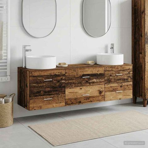 vidaXL Bathroom Furniture Set 3 pcs Old Wood 161.5 x 44.5 x 80 cm (1/5)