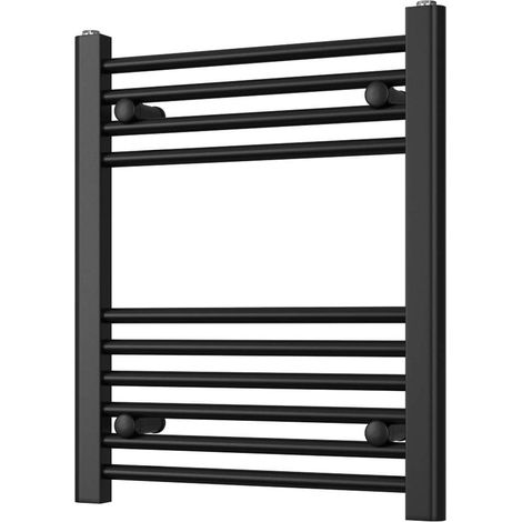 Zennor - Black Heated Towel Rail - H600mm x W500mm - Straight (1/3)