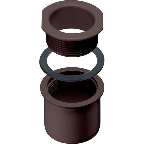INEFA Ablaufstutzen zum Schrauben für Kastenrinne, PVC Einhangstutzen Dachrinnenzubehör, einfache Montage, Made in Germany - NW83/DN75 Dunkelbraun
