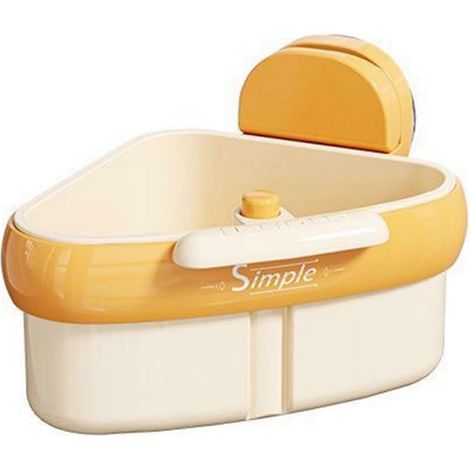 Égouttoir triangulaire pour évier avec ventouse et panier de vidange automatique à pression pour un drainage efficace - Orange (1/5)