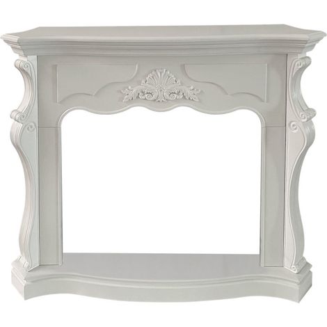 Marco de chimenea con revestimiento de madera L123xD39xH100 Blanco París (1/5)