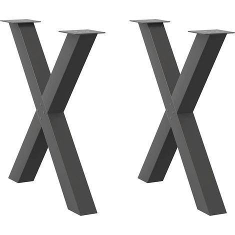 Patas para mesa de comedor en forma de X (2 unidades), antracita, 80 x (72-73) cm, acero vidaXL