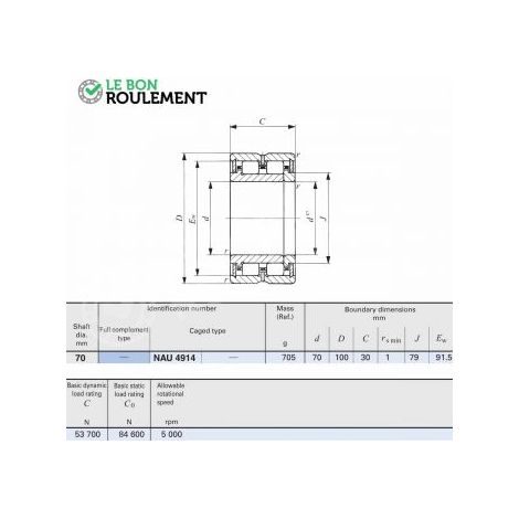 Roulement à rouleaux cylindriques NAU4914-IKO