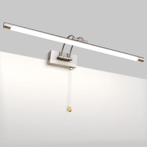60CM 12W Bathroom Light Fixture, Bathroom Light with Swivel Lamp Head and Switch Interior Lighting, 3000K Nickel Wall Light for Pictures and Showcases (1/5)