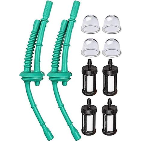 Pack de 2 4140358 7702 Ampoule d'amorçage de conduite de carburant et filtre à carburant pour STIHL FS38 FS45 FS100 FS110 FS130 FS46 FS55 KM55 HL45 MM55