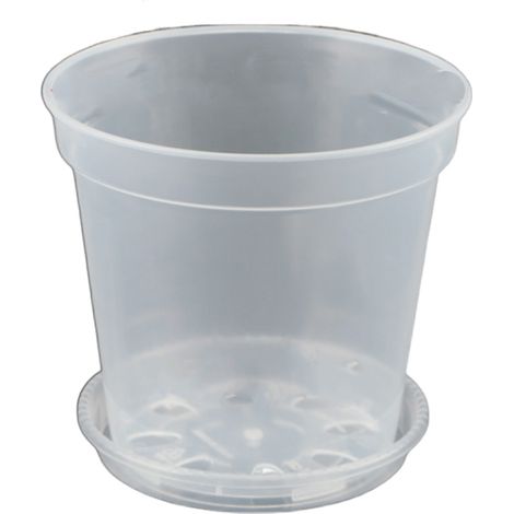 1 pot de fleurs transparent en plastique rigide, épais et haute transparence, effet pierre, pour orchidées dendrobium et plantes grasses (1/5)