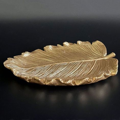 Plateau en résine (1 pièce) avec revêtement en feuille d'or et détails veinés de style nordique, pour salon et bureau. (1/5)