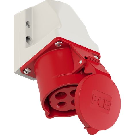 Prise fixe 32 A 4 pôles 400 V rouge IP44 / petit boîtier / 124-6k