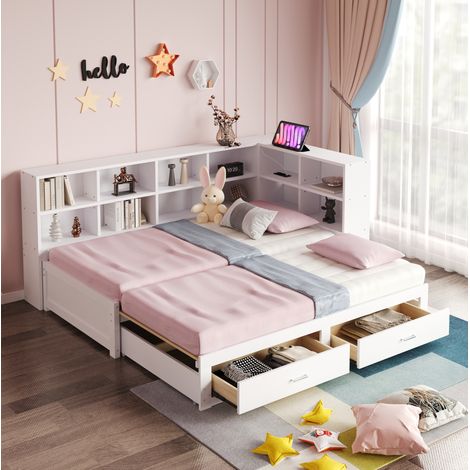 Bett Schlafsofa Stauraum Ausziehbar 90x190 Holz OKMYHOME (1/5)